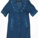 91008A-11  CHANEL BLUE WOOL&COTTON  COAT SIZE 2 4 6 PRICE USD63